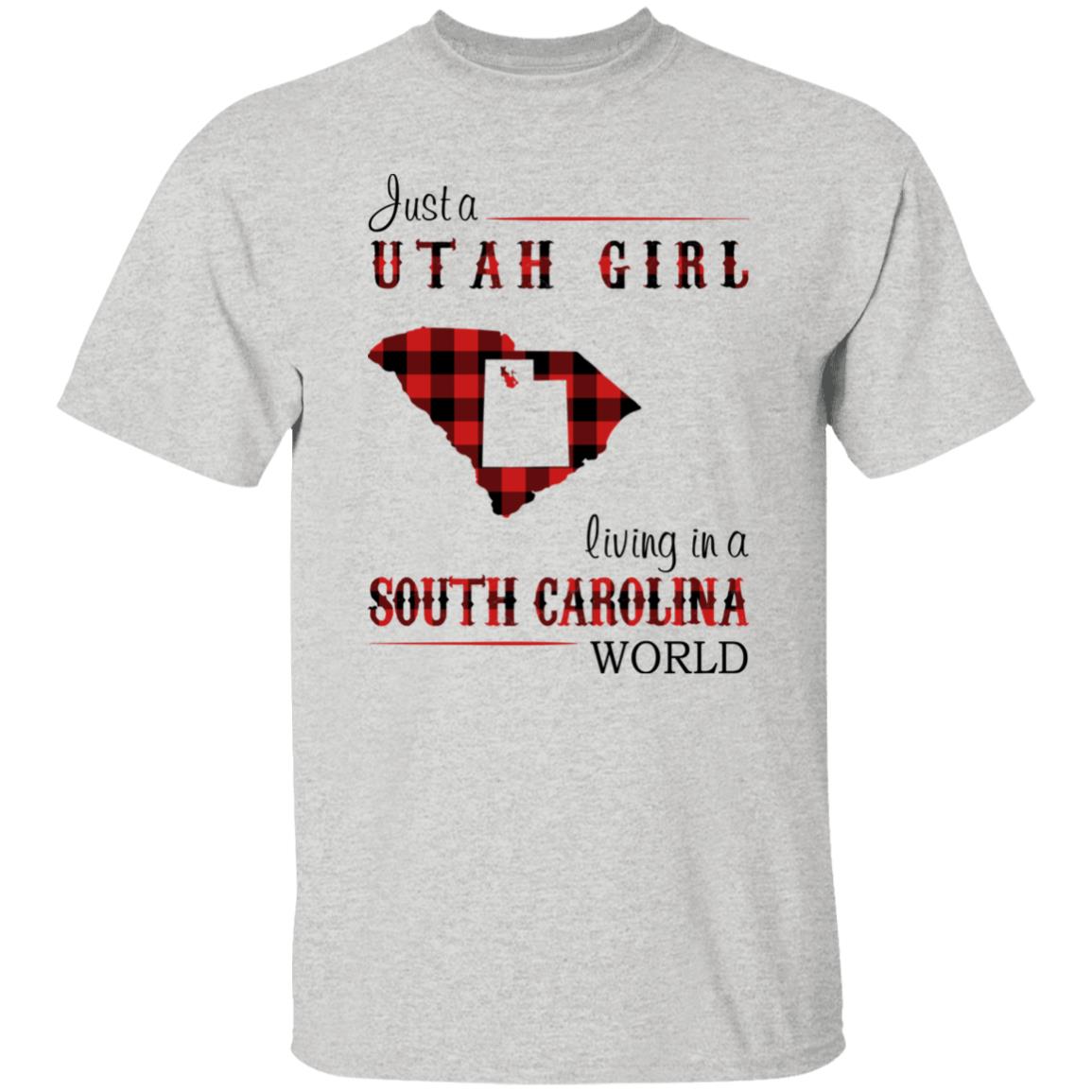 Just A Utah Girl Living In A South Carolina World T-shirt - T-shirt Born Live Plaid Red Teezalo