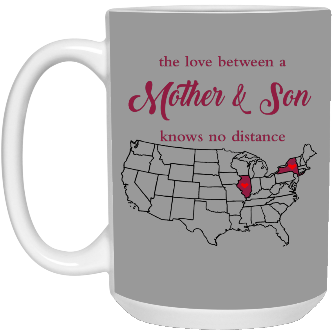 Illinois New York The Love Between Mother And Son Mug - Mug Teezalo