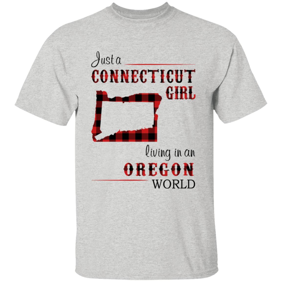 Just A Connecticut Girl Living In An Oregon World T-shirt - T-shirt Born Live Plaid Red Teezalo