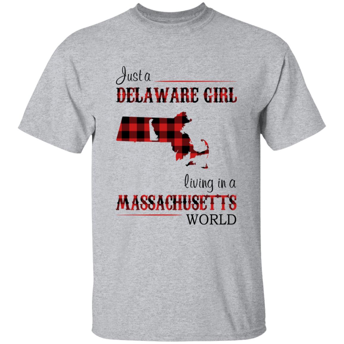 Just A Delaware Girl Living In A Massachusetts World T-Shirt - T-shirt Born Live Plaid Red Teezalo