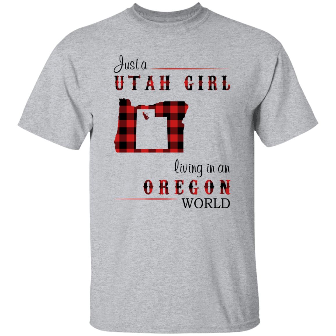 Just A Utah Girl Living In An Oregon World T-shirt - T-shirt Born Live Plaid Red Teezalo