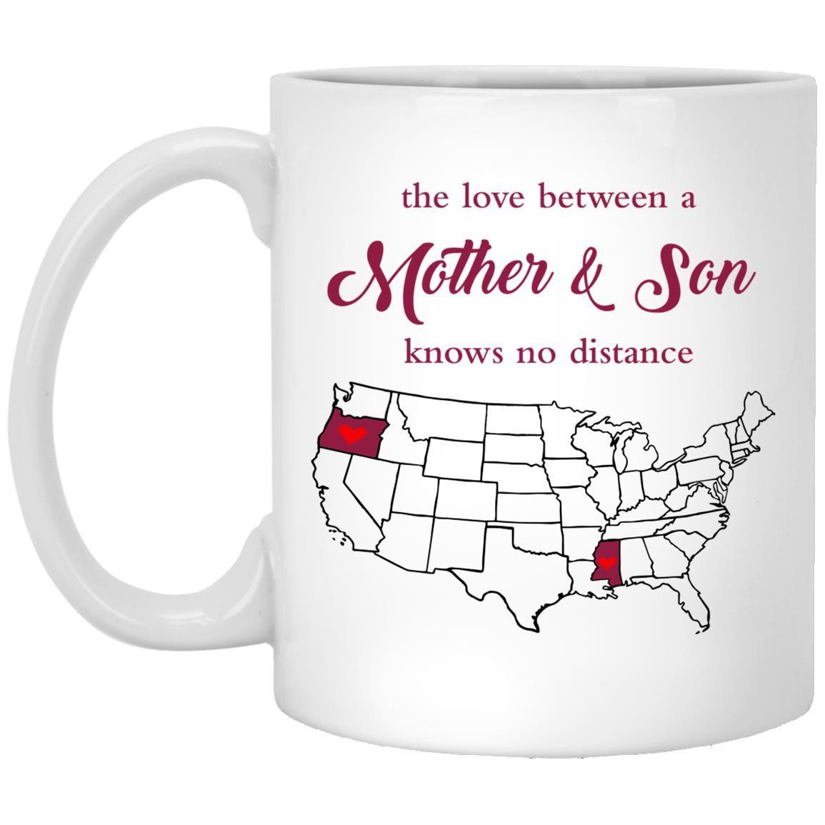 Mississippi Oregon The Love Between Mother And Son Mug - Mug Teezalo