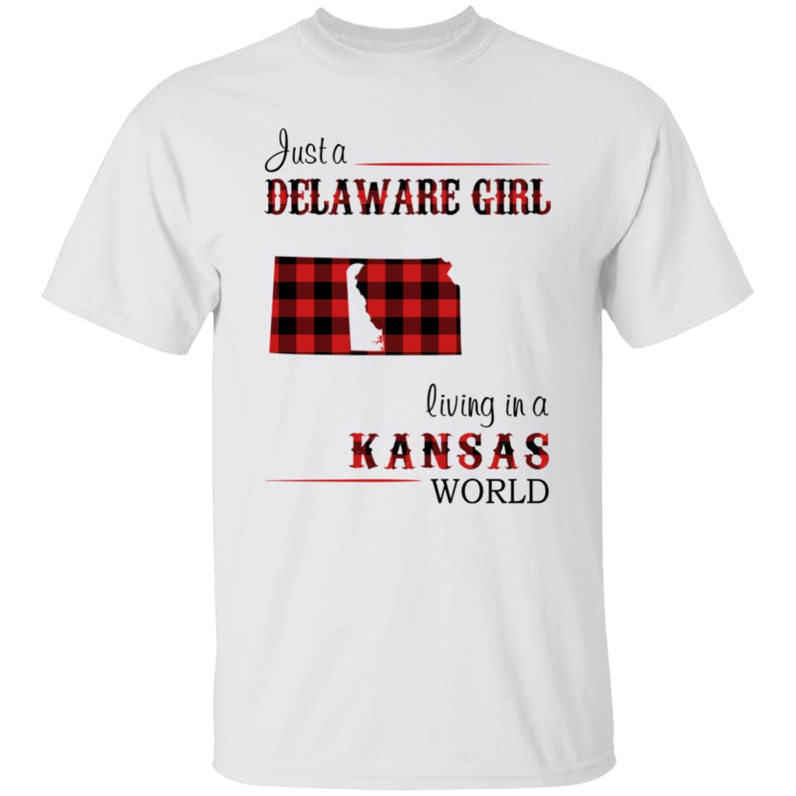 Just A Delaware Girl Living In A Kansas Girl T-shirt - T-shirt Born Live Plaid Red Teezalo