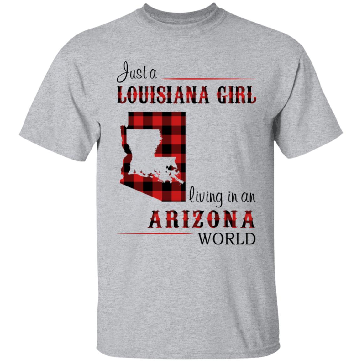 Just A Louisiana Girl Living In An Arizona World T-shirt - T-shirt Born Live Plaid Red Teezalo