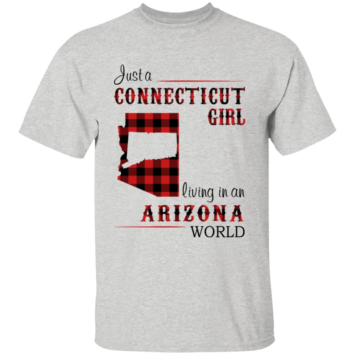 Just A Connecticut Girl Living In An Arizona World T-shirt - T-shirt Born Live Plaid Red Teezalo