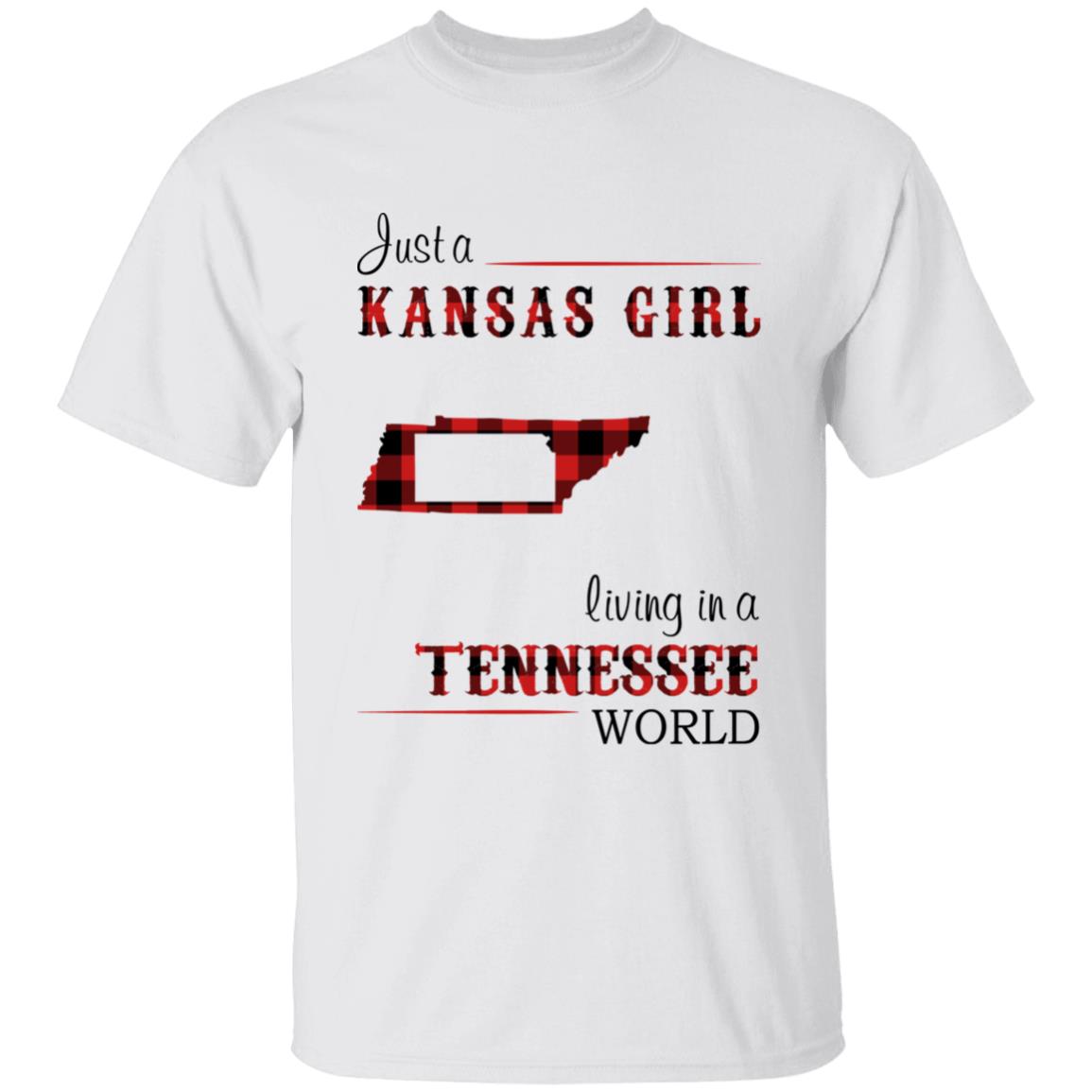 Just A Kansas Girl Living In A Tennessee World T-shirt - T-shirt Born Live Plaid Red Teezalo