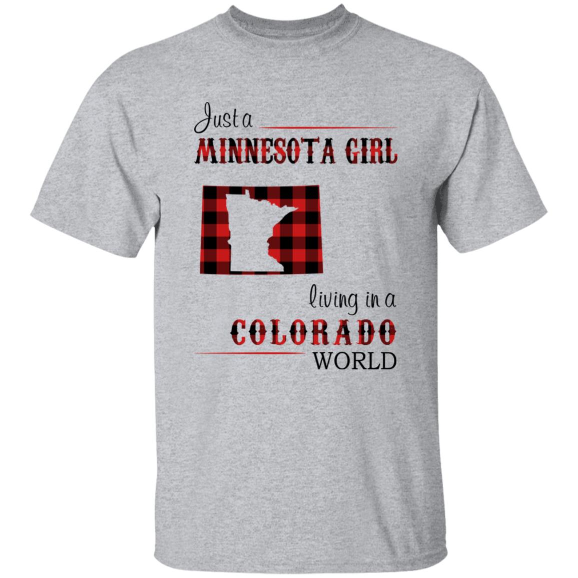 Just A Minnesota Girl Living In A Colorado World T-shirt - T-shirt Born Live Plaid Red Teezalo