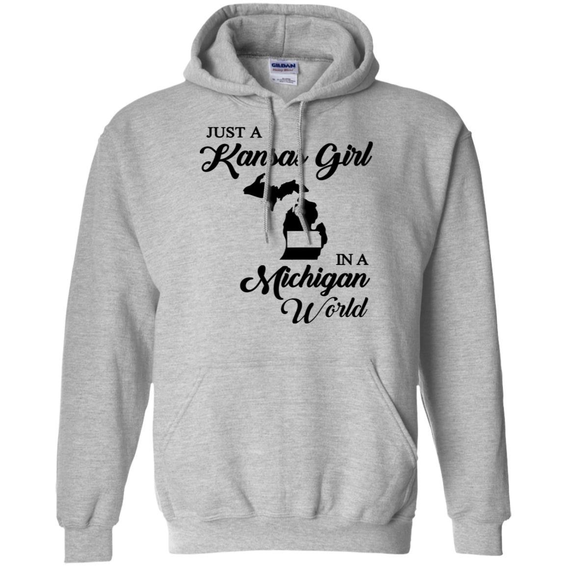 Just A Kansas Girl In A Michigan World T Shirt - T-shirt Teezalo