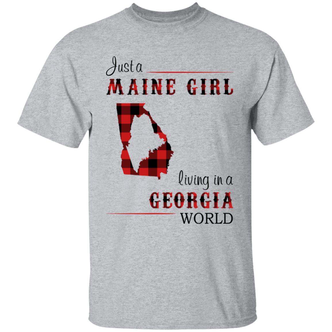 Just A Maine Girl Living In A Georgia World T-shirt - T-shirt Born Live Plaid Red Teezalo