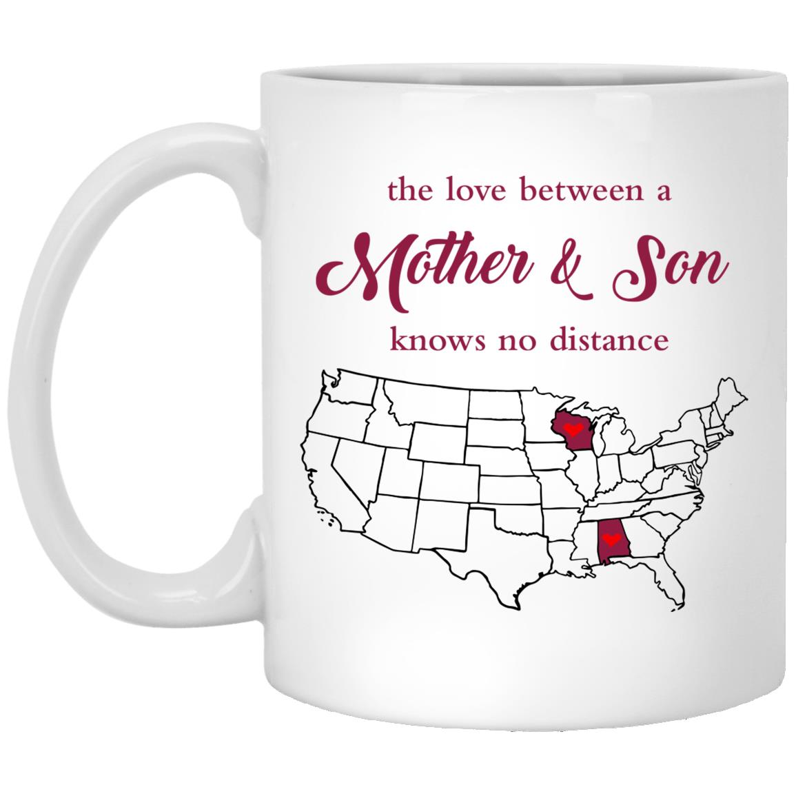 Wisconsin Alabama The Love Between Mother And Son Mug - Mug Teezalo