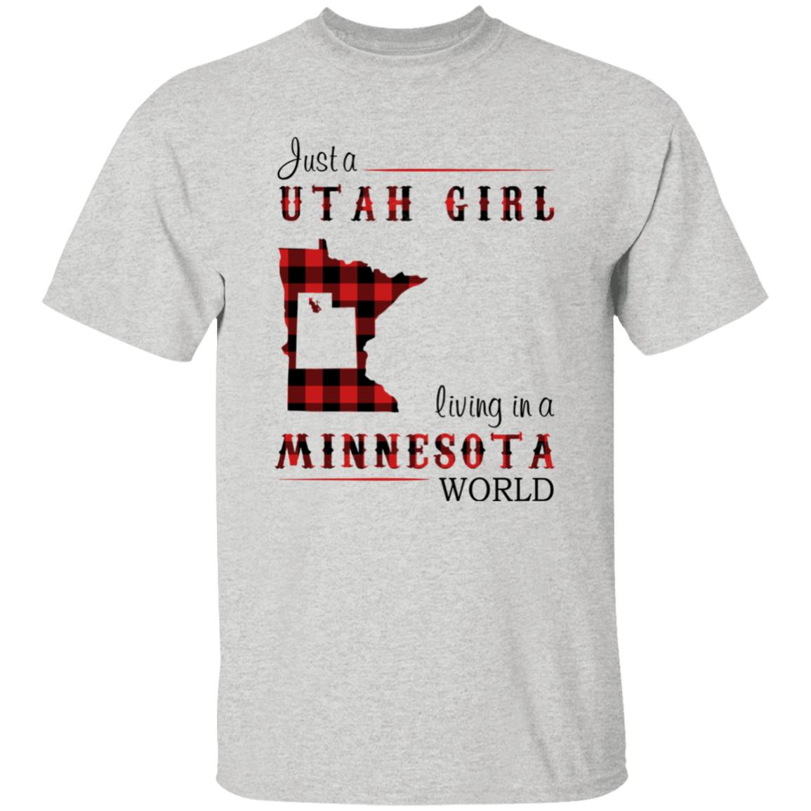 Just A Utah Girl Living In A Minnesota World T-shirt - T-shirt Born Live Plaid Red Teezalo