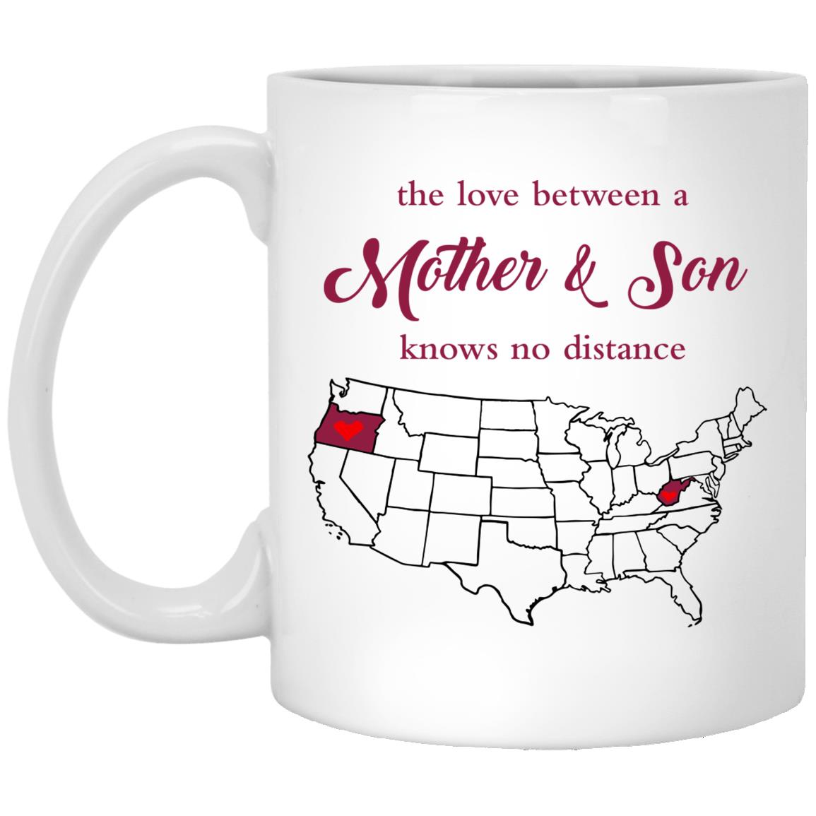 West Virginia Oregon The Love Between Mother And Son Mug - Mug Teezalo