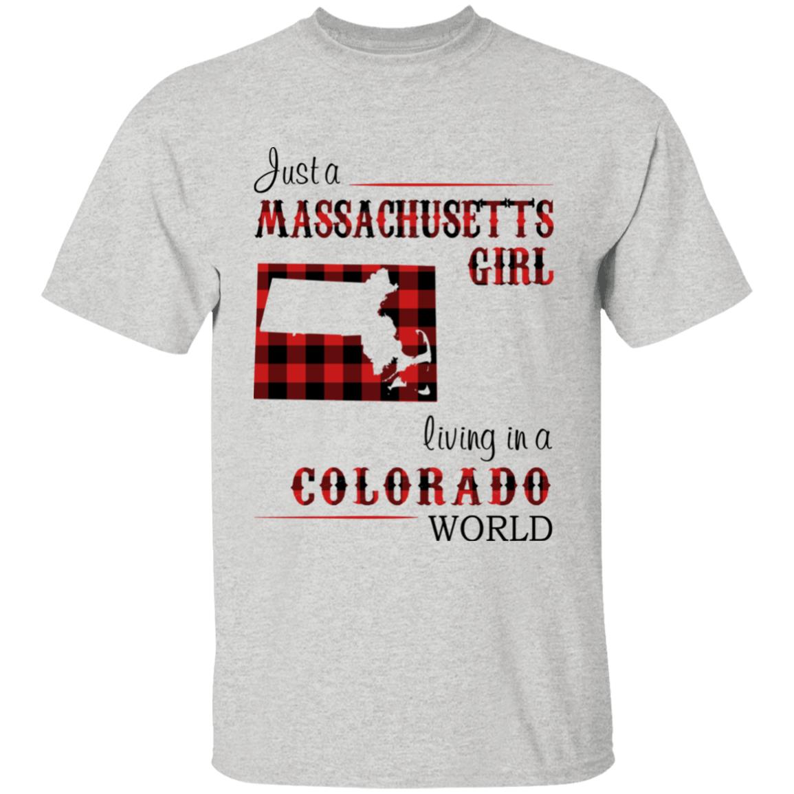 Just A Massachusetts Girl Living In A Colorado World T-shirt - T-shirt Born Live Plaid Red Teezalo
