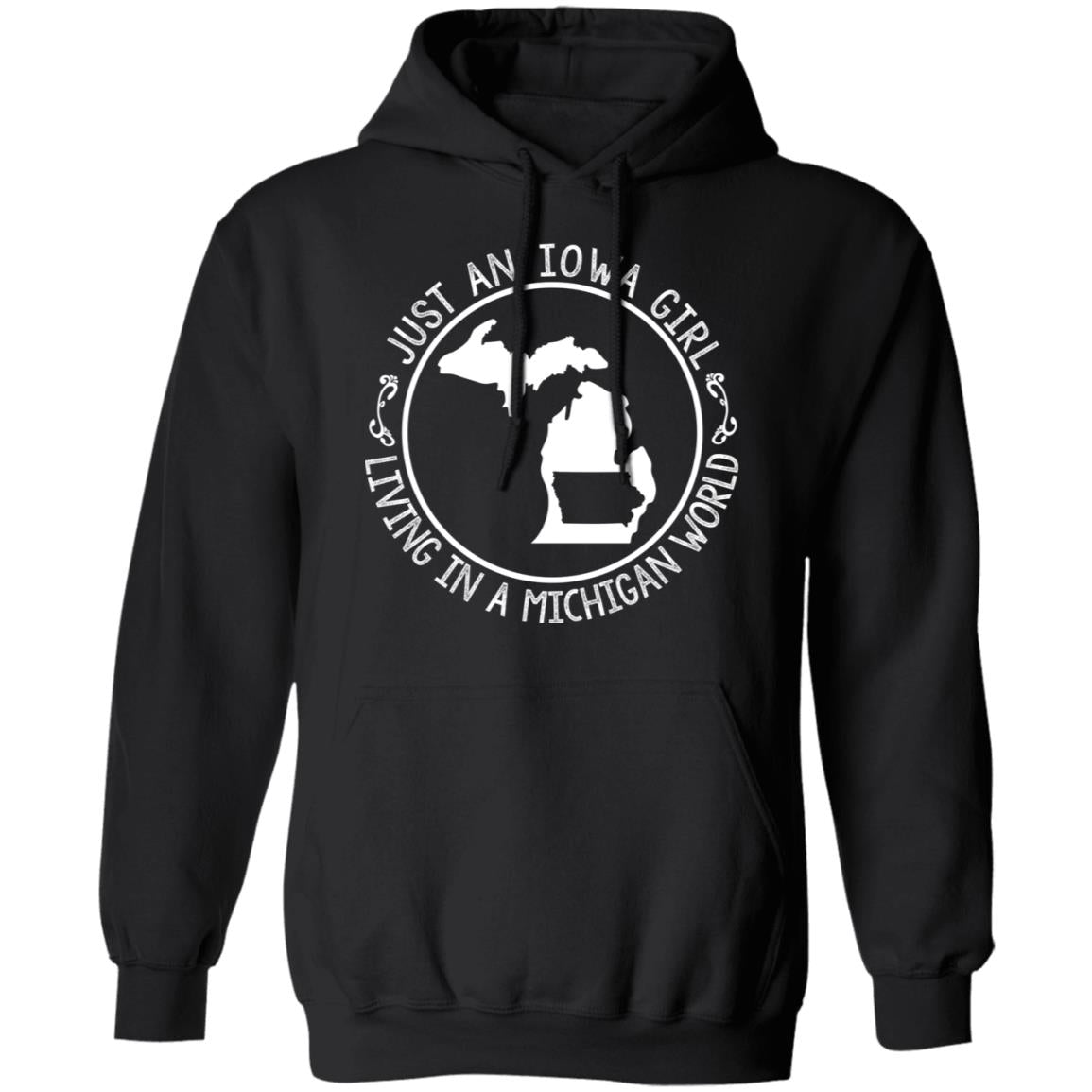 Just An Iowa Girl Living In A Michigan World T-Shirt - T-shirt Teezalo