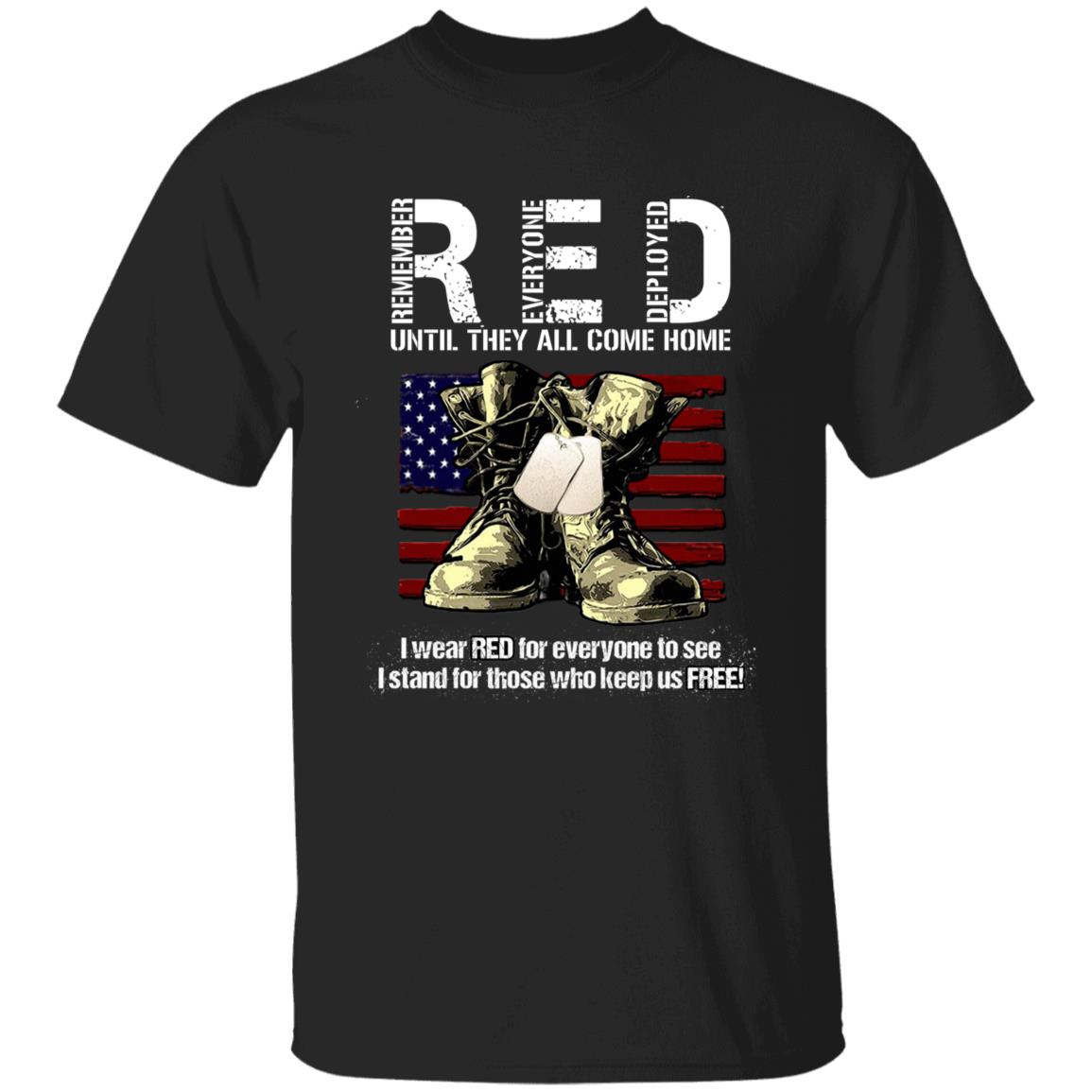 Patriotic Veteran Shirt Red Remember Everyone Deployed - T-shirt Veteran Teezalo