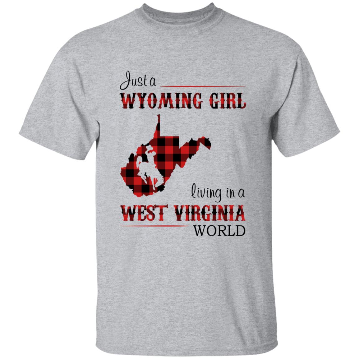 Just A Wyoming Girl Living In A West Virginia World T-shirt - T-shirt Born Live Plaid Red Teezalo