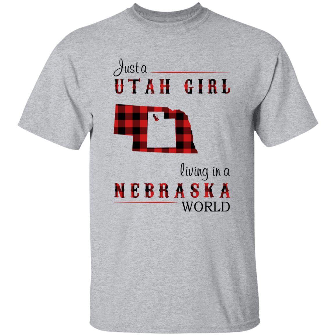 Just A Utah Girl Living In A Nebraska World T-shirt - T-shirt Born Live Plaid Red Teezalo