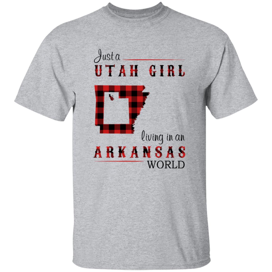 Just A Utah Girl Living In An Arkansas World T-shirt - T-shirt Born Live Plaid Red Teezalo