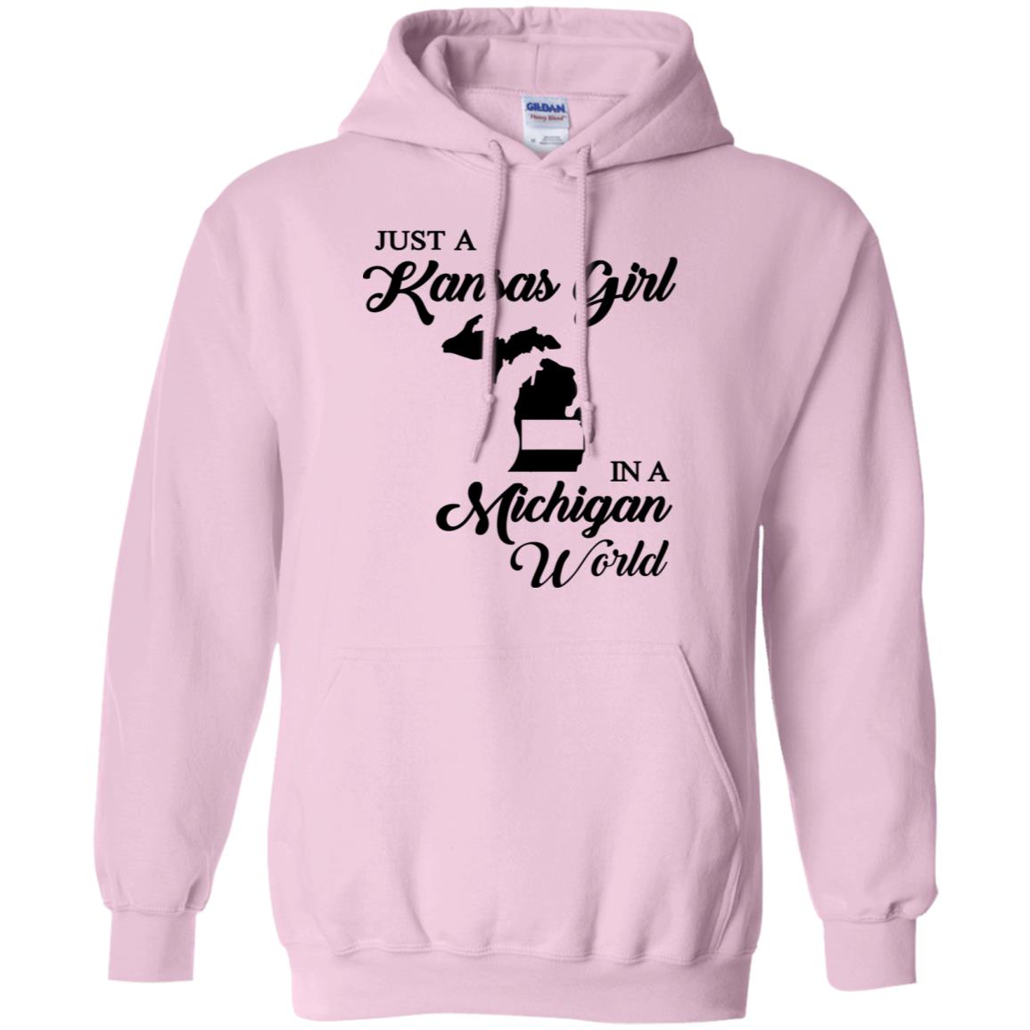 Just A Kansas Girl In A Michigan World T Shirt - T-shirt Teezalo