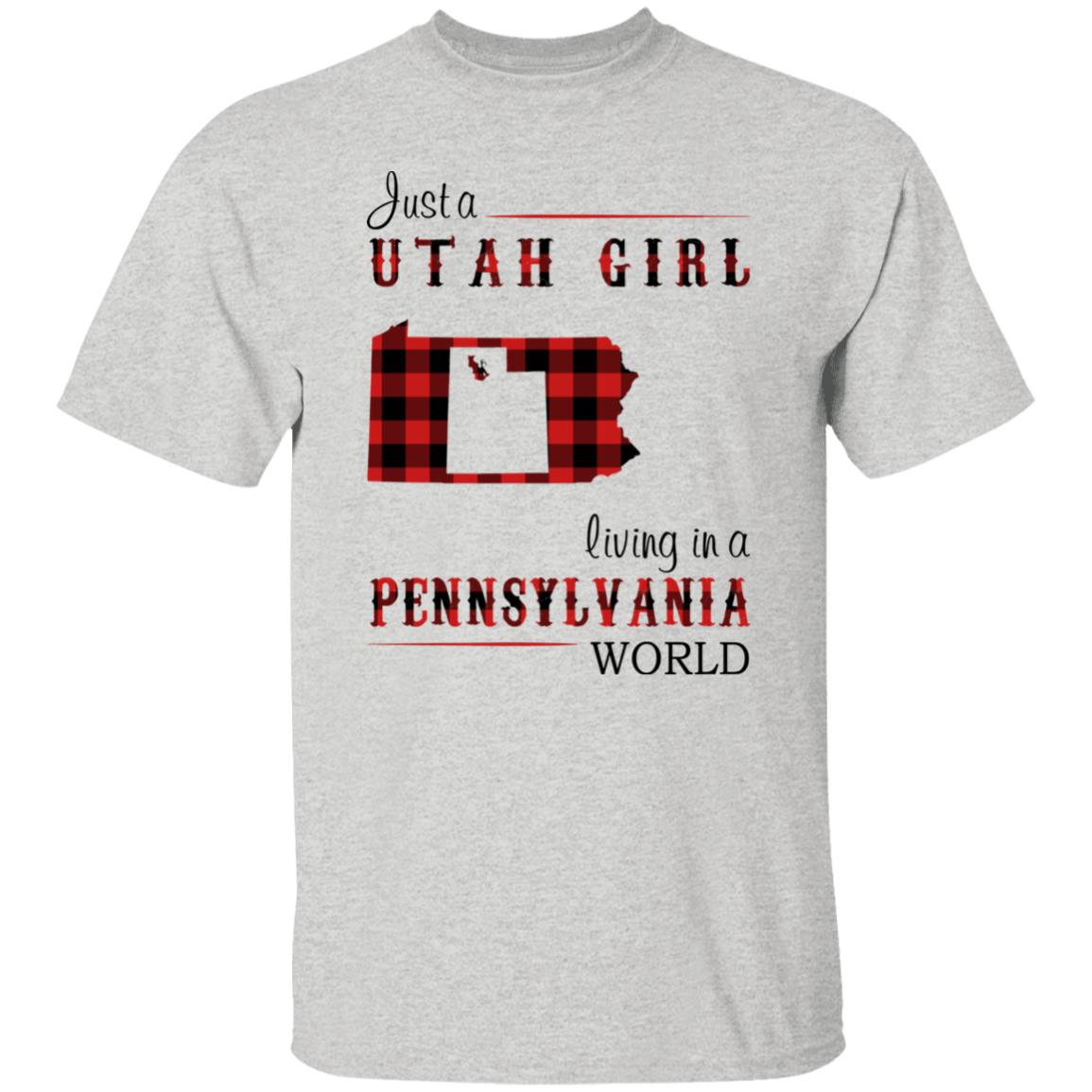 Just A Utah Girl Living In A Pennsylvania World T-shirt - T-shirt Born Live Plaid Red Teezalo