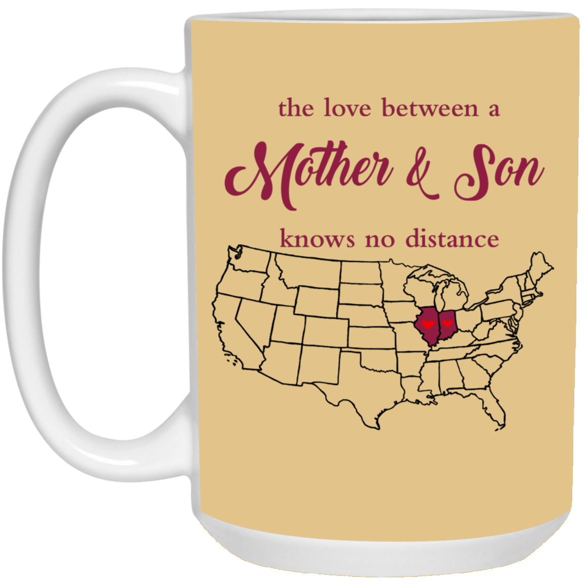 Illinois Indiana The Love Between Mother And Son Mug - Mug Teezalo