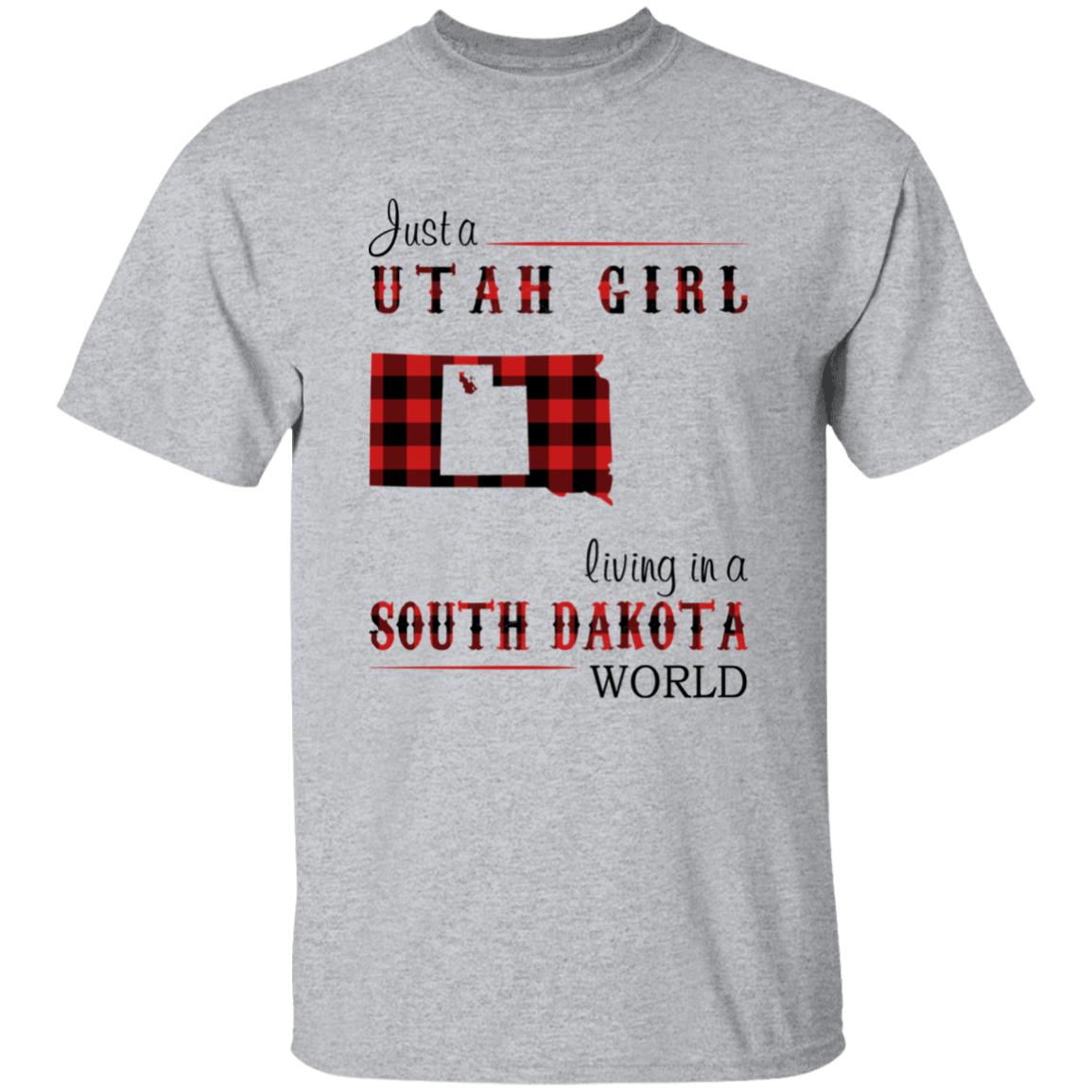 Just A Utah Girl Living In A South Dakota World T-shirt - T-shirt Born Live Plaid Red Teezalo