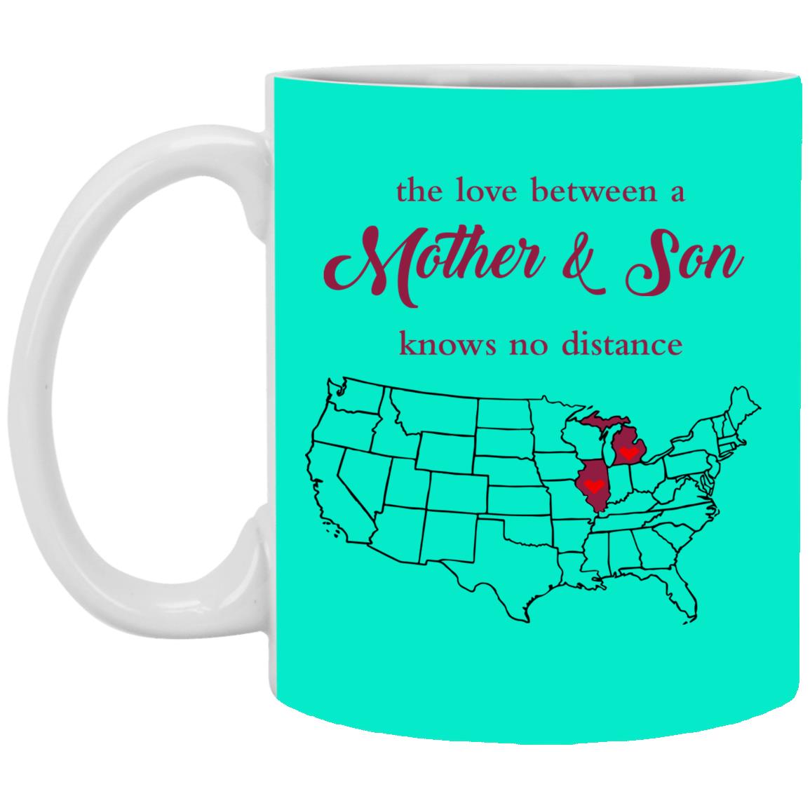 Illinois Michigan The Love Between Mother And Son Mug - Mug Teezalo