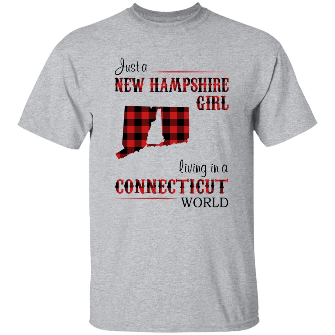 Just A New Hampshire Girl Living In A Connecticut World T-shirt - T-shirt Born Live Plaid Red Teezalo