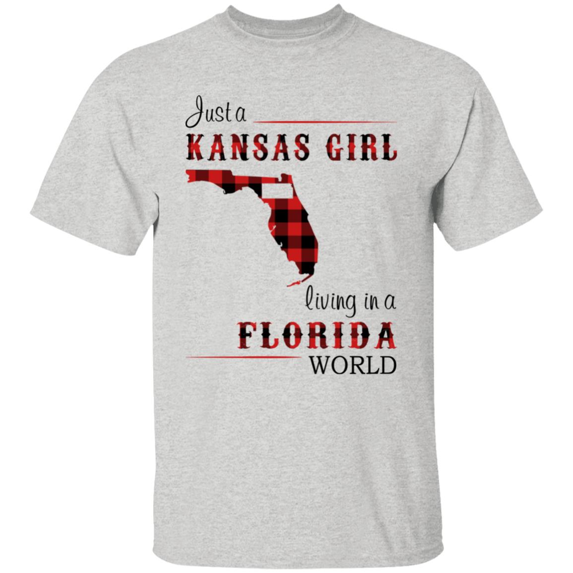 Just A Kansas Girl Living In A Florida World T-shirt - T-shirt Born Live Plaid Red Teezalo