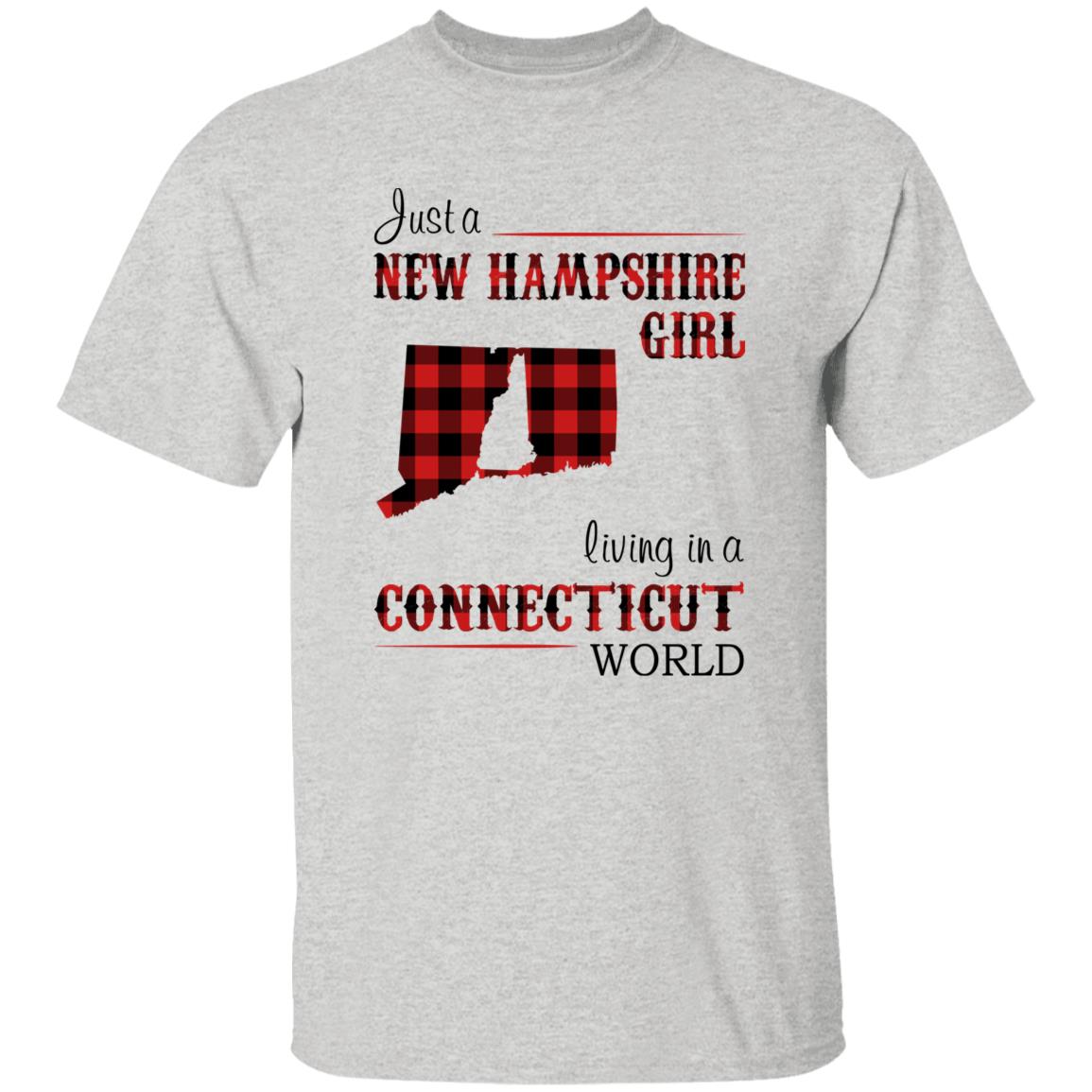 Just A New Hampshire Girl Living In A Connecticut World T-shirt - T-shirt Born Live Plaid Red Teezalo