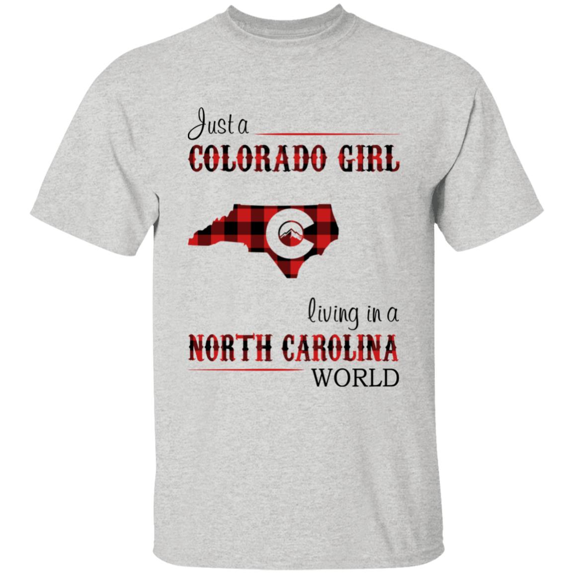 Just A Colorado Girl Living In A North Carolina World T-shirt - T-shirt Born Live Plaid Red Teezalo