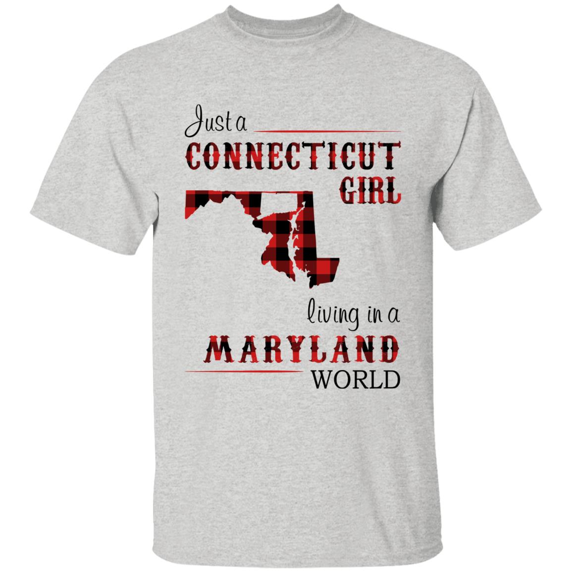 Just A Connecticut Girl Living In A Maryland World T-shirt - T-shirt Born Live Plaid Red Teezalo