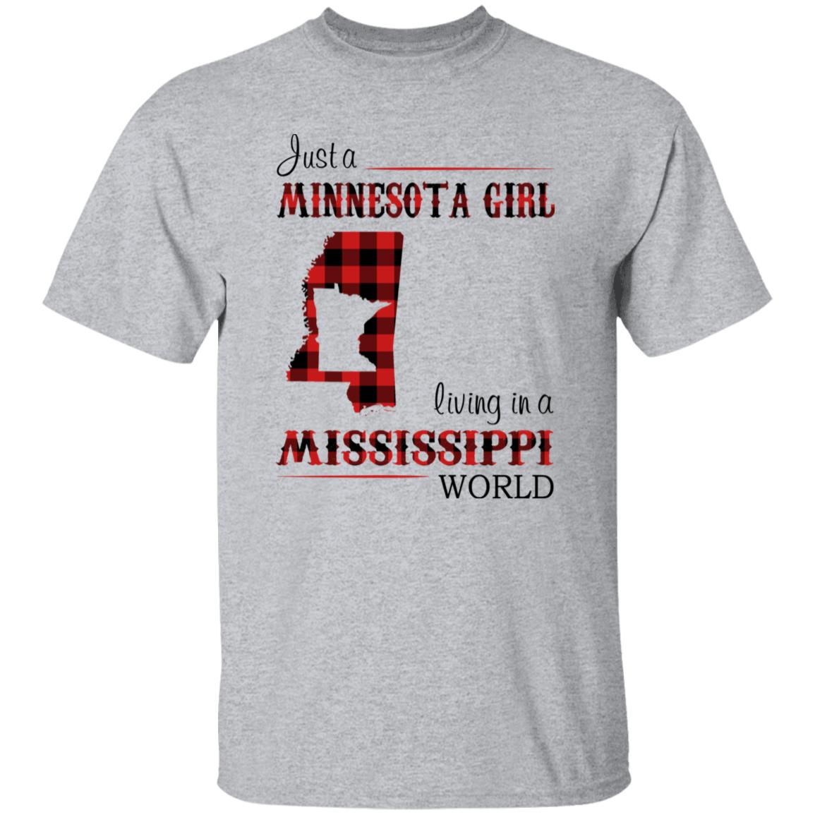 Just A Minnesota Girl Living In A Mississippi World T-shirt - T-shirt Born Live Plaid Red Teezalo