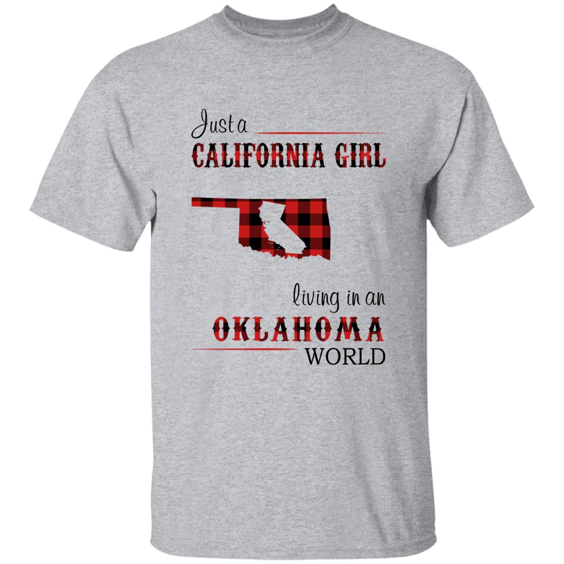 Just A California Girl Living In An Oklahoma World T-Shirt - T-shirt Born Live Plaid Red Teezalo