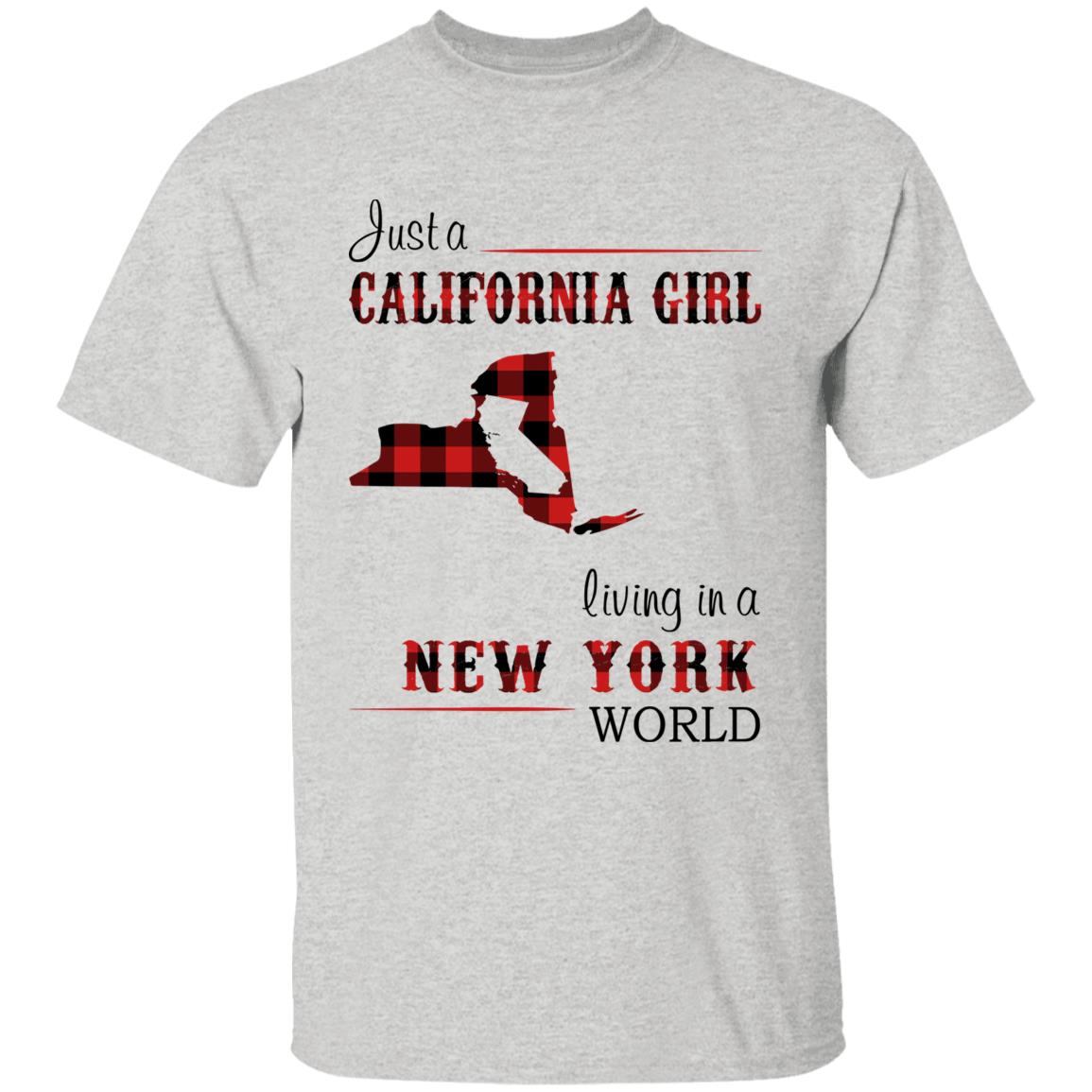 Just A California Girl Living In A New York World T-shirt - T-shirt Born Live Plaid Red Teezalo