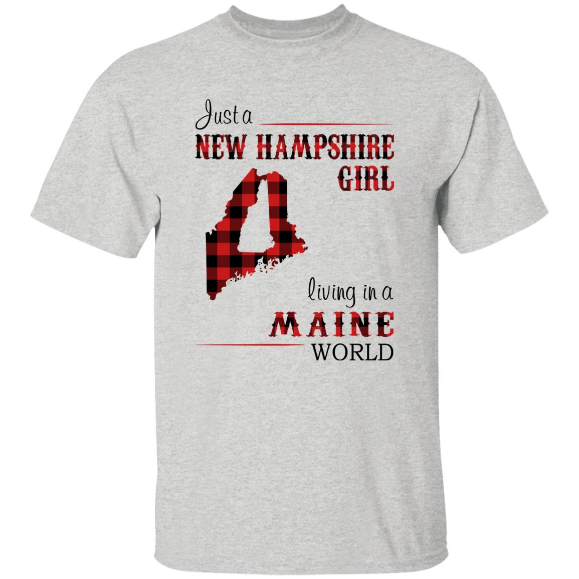 Just A New Hampshire Girl Living In A Maine World T-shirt - T-shirt Born Live Plaid Red Teezalo
