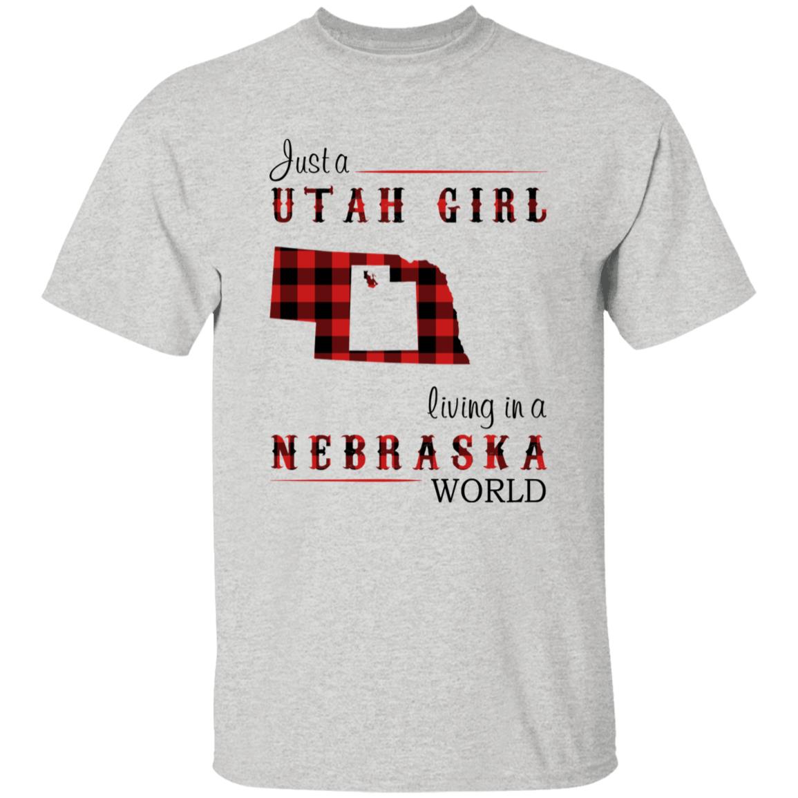 Just A Utah Girl Living In A Nebraska World T-shirt - T-shirt Born Live Plaid Red Teezalo