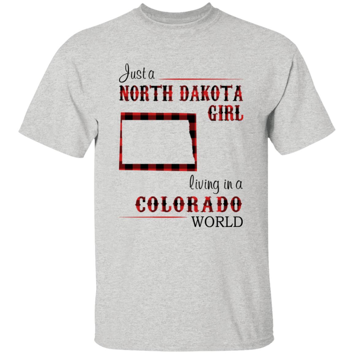 Just A North Dakota Girl Living In A Colorado World T-shirt - T-shirt Born Live Plaid Red Teezalo