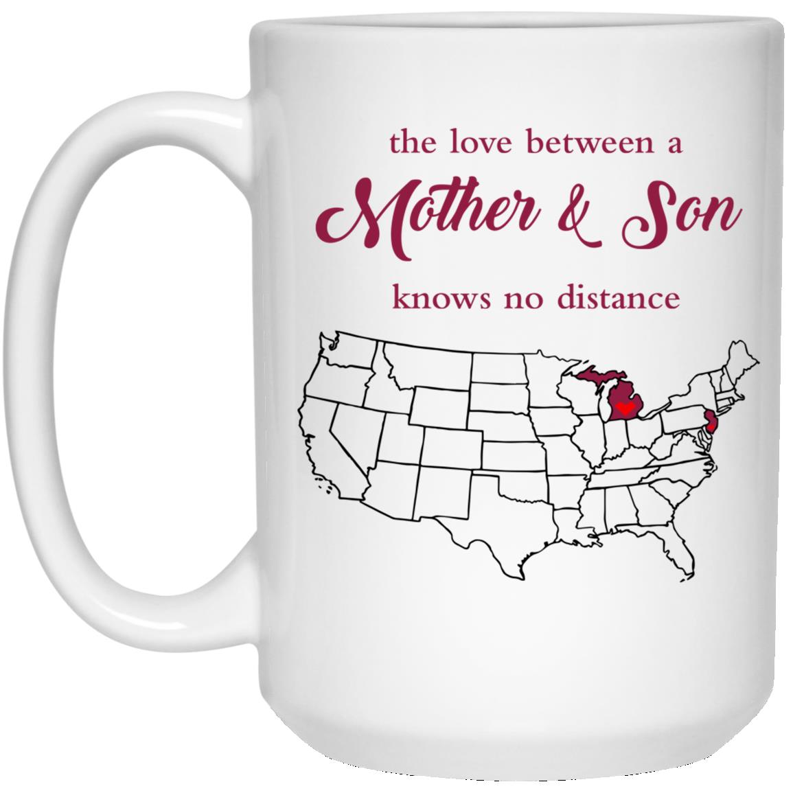 New Jersey Michigan The Love Between Mother And Son Mug - Mug Teezalo