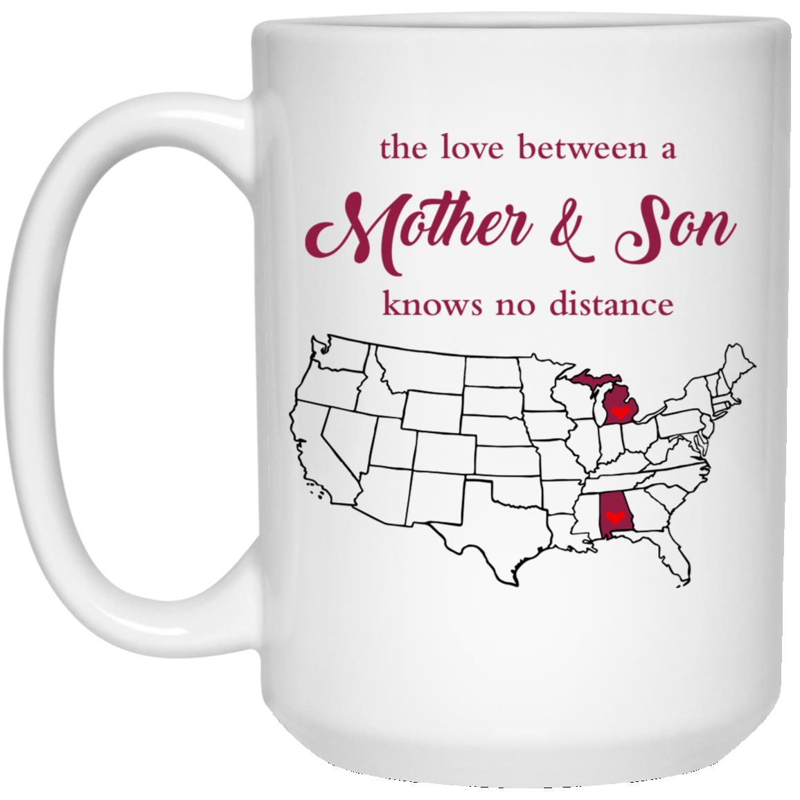 Michigan Alabama The Love Between Mother And Son Mug - Mug Teezalo
