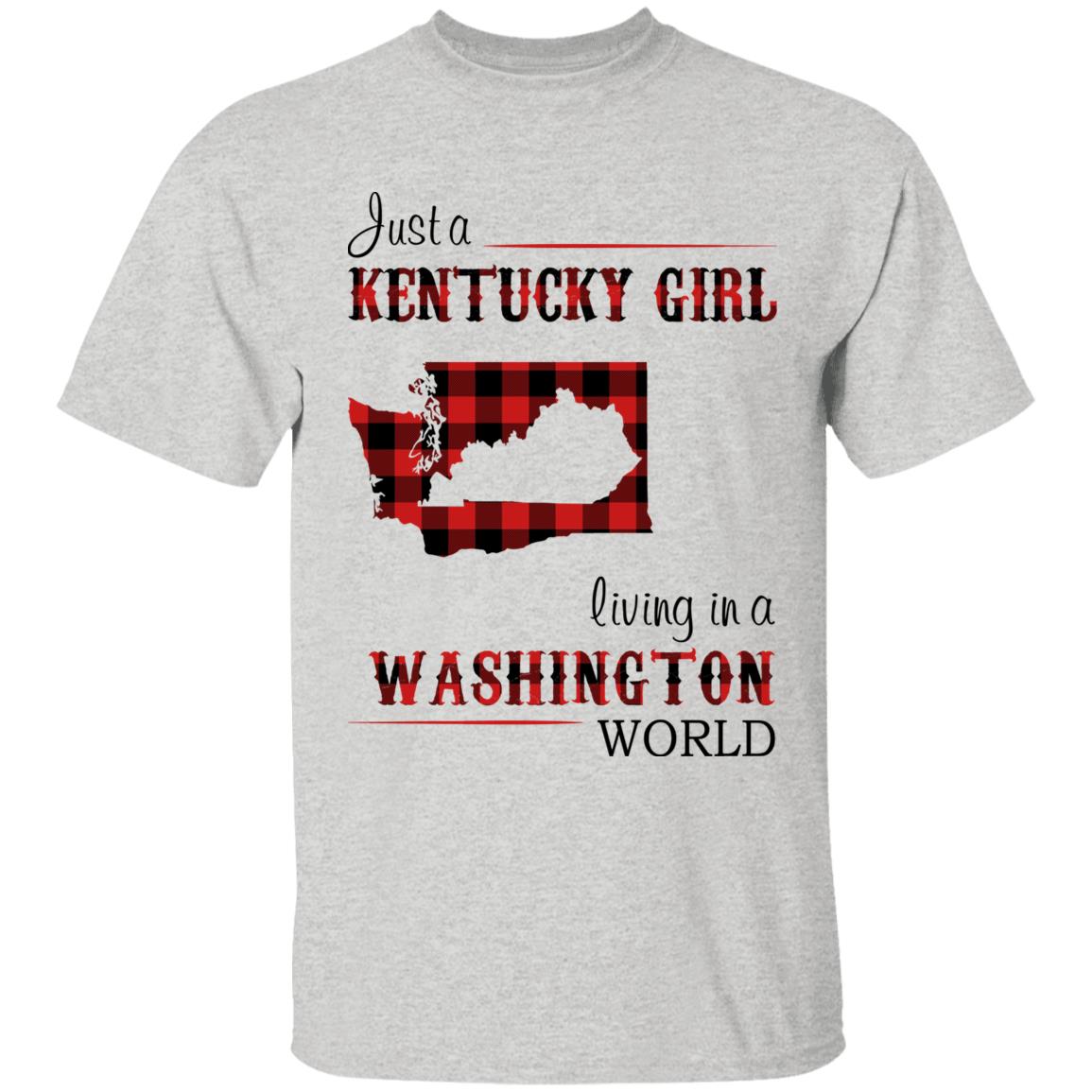 Just A Kentucky  Girl Living In A Washington World T-shirt - T-shirt Born Live Plaid Red Teezalo