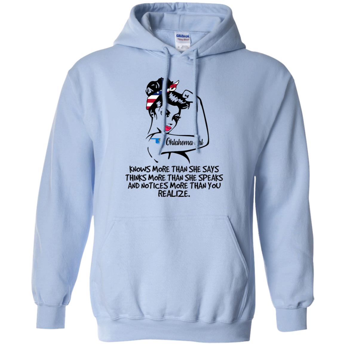 Oklahoma Girl Knows More Than She Says Hoodie - Hoodie Teezalo