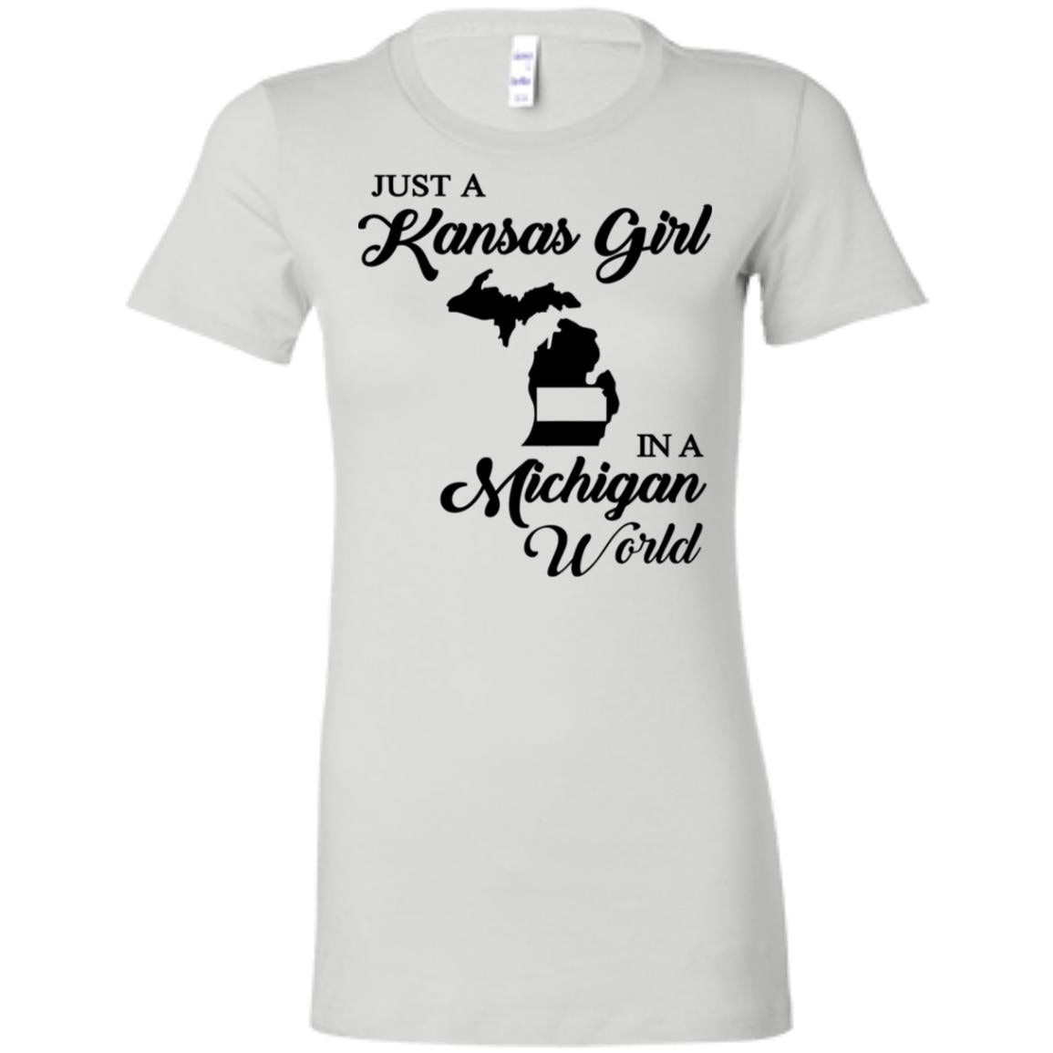 Just A Kansas Girl In A Michigan World T Shirt - T-shirt Teezalo