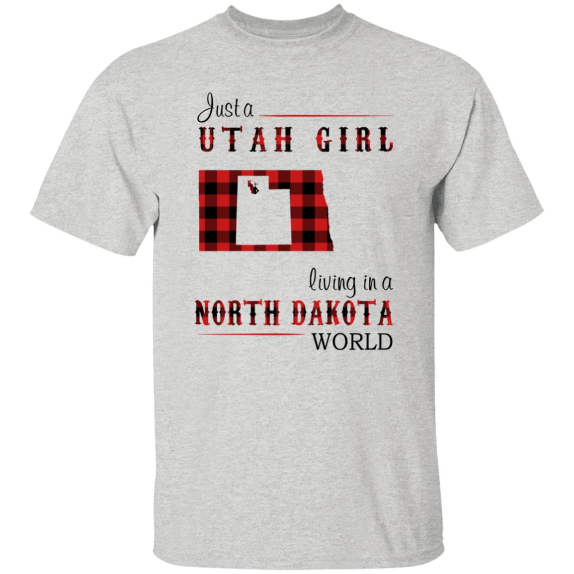 Just A Utah Girl Living In A North Dakota World T-shirt - T-shirt Born Live Plaid Red Teezalo
