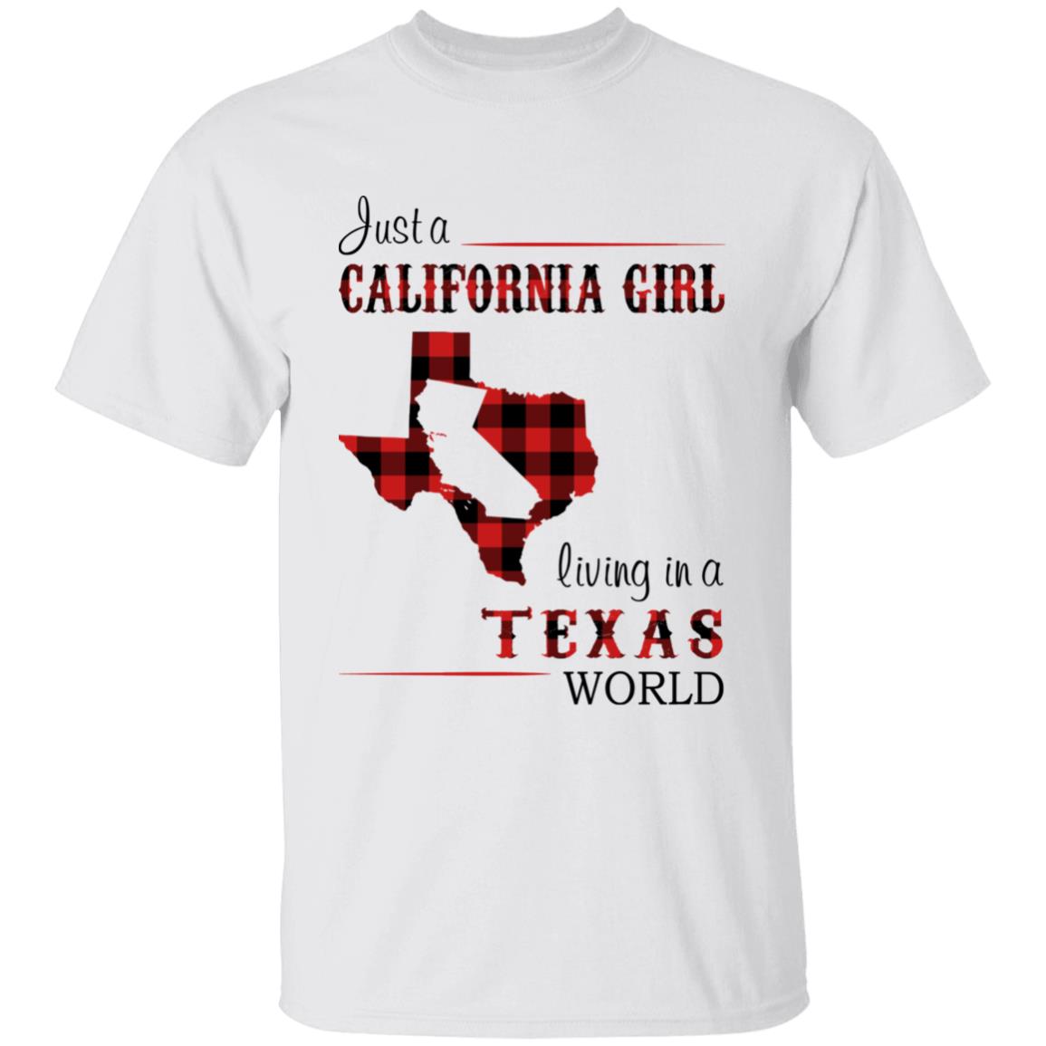 Just A California Girl Living In A Texas World T-shirt - T-shirt Born Live Plaid Red Teezalo