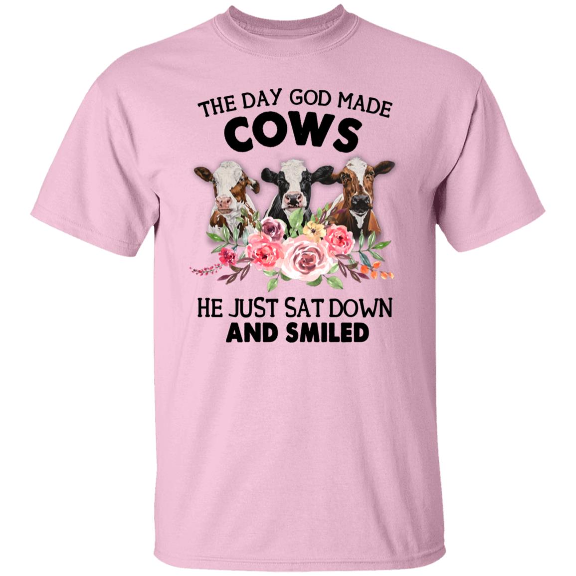 Funny Cow Shirt, The Day God Made Cows He Just Sat Down And Smiled - T-Shirts Teezalo