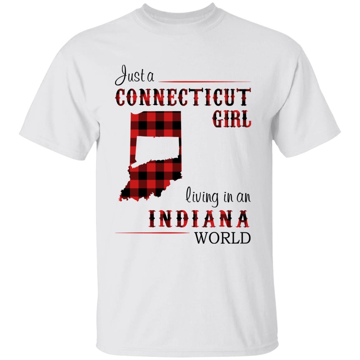 Just A Connecticut Girl Living In An Indiana World T-shirt - T-shirt Born Live Plaid Red Teezalo