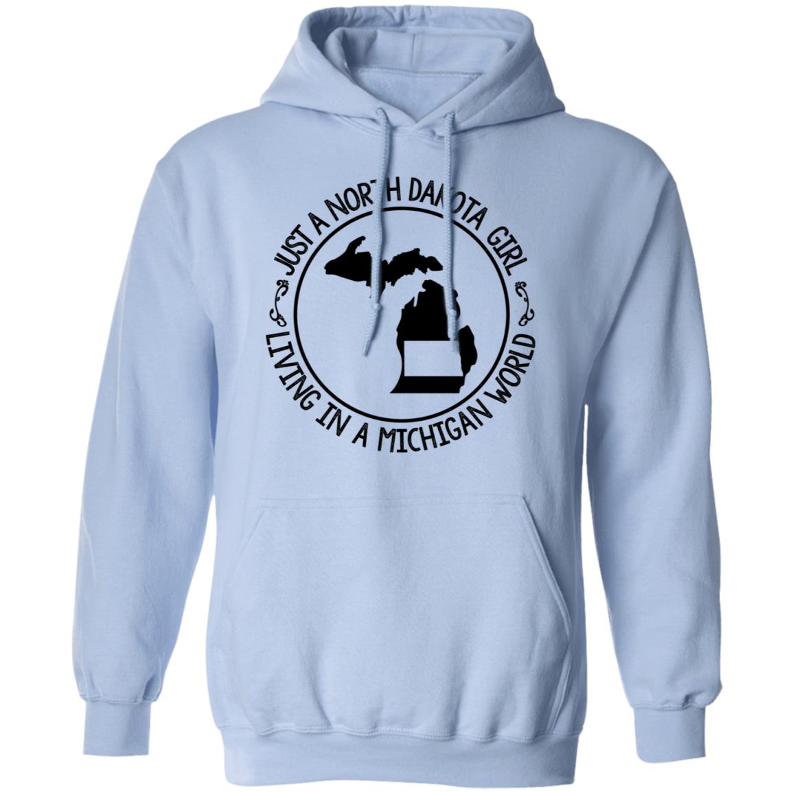 North Dakota Girl Living In Michigan World T Shirt - T-shirt Teezalo