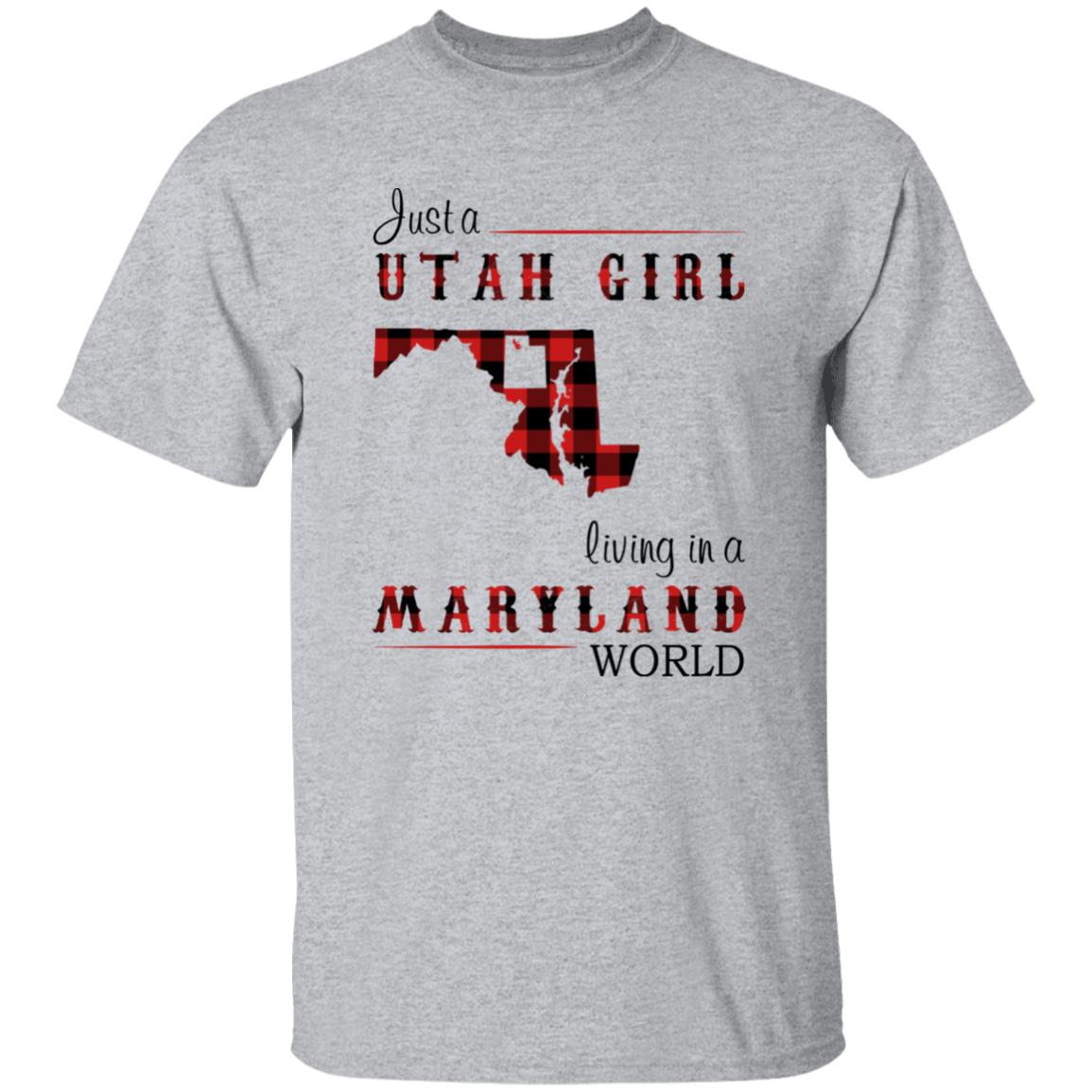 Just A Utah Girl Living In A Maryland World T-shirt - T-shirt Born Live Plaid Red Teezalo