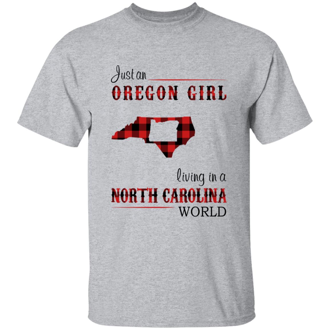 Just An Oregon Girl Living In A North Carolina World T-shirt - T-shirt Born Live Plaid Red Teezalo
